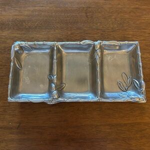 Arthur Court Grape 3 Section/3 Compartment Aluminum Relish Tray